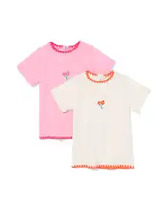 Baby-T-Shirts mit Rippenstruktur – 2 Stück rosa