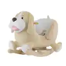 Bild 1 von Schaukeltier Hund Sam, Creme, Weiß, Hellbraun, Holz, Textil, 33x58x60 cm, Fußstützen, Haltegriffe, gepolsterte Sitzfläche, Gurtsystem, Spielzeug, Babyspielzeug, Schaukeltiere & Hüpftiere