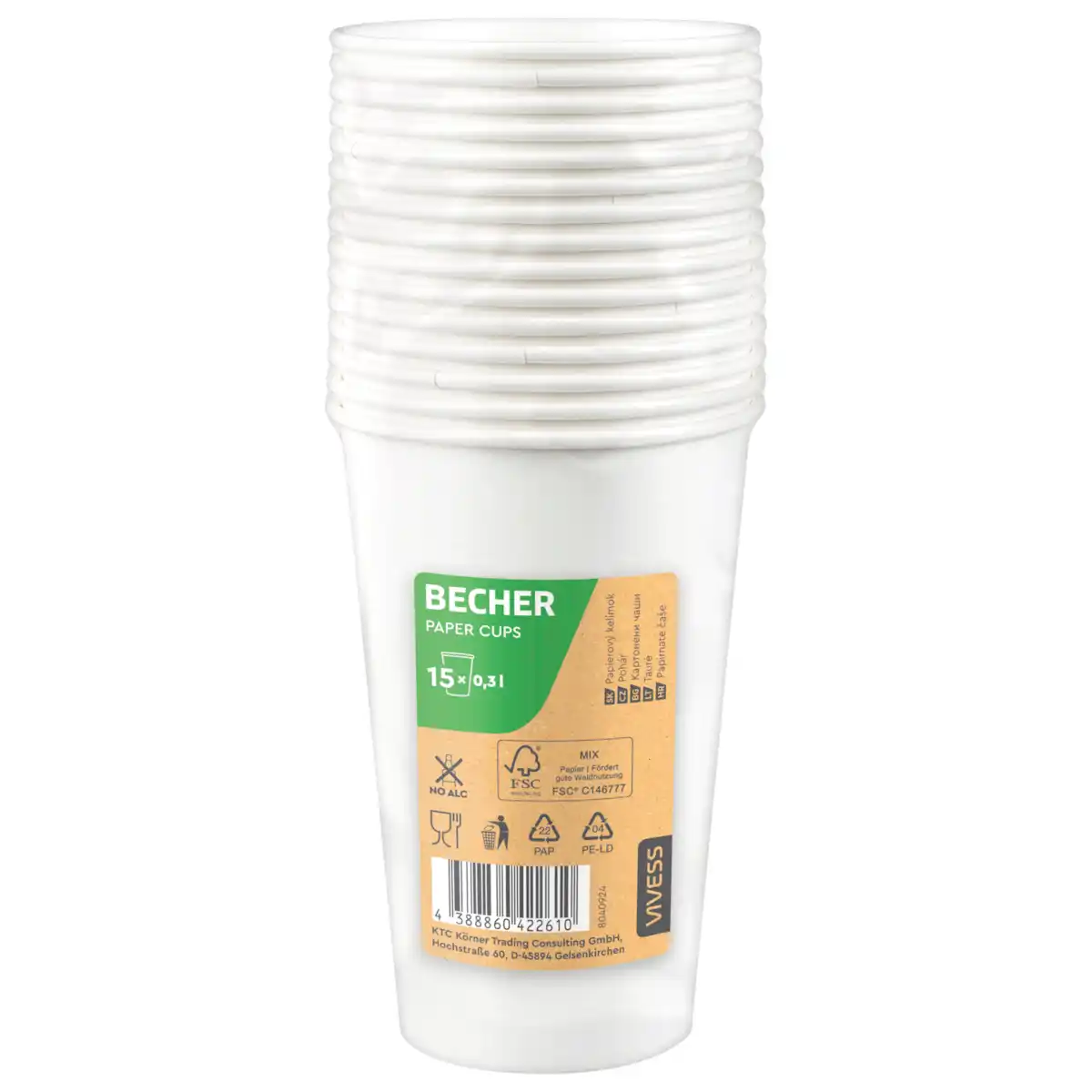 Bild 1 von Vivess Papp-Becher 15x0,3l