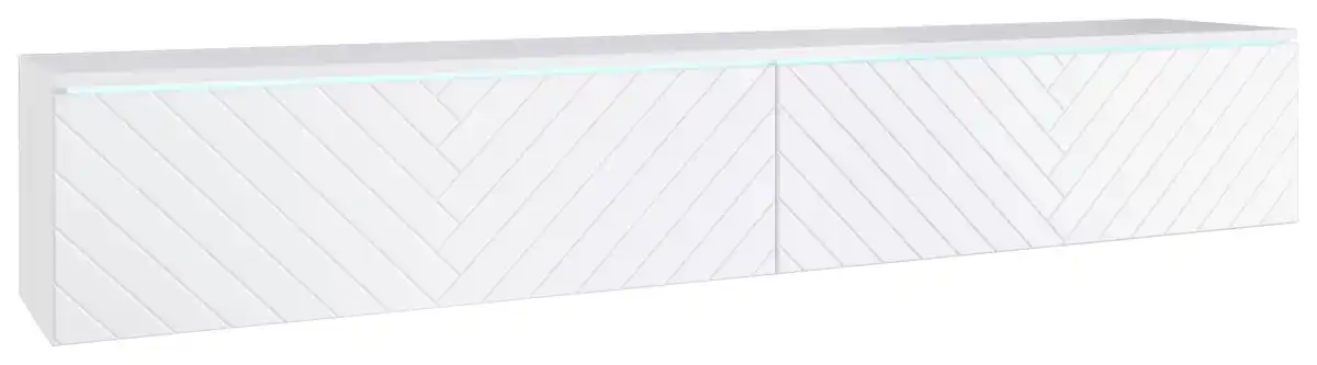 Bild 1 von Lowboard ca. 180x30 cm mit LED Fischgräte Weiß, Weiß