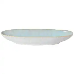 Costa Nova Servierplatte Eivissa, Hellblau, Weiß Hochglanz, Keramik, oval, 33x11 cm, Handmade in Europe, hitzebeständig, Tischkultur & Servieren, Servierplatten