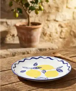 Dessertteller Zitrone, dunkelblau/gelb