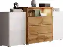 Bild 1 von Sideboard Urban III mit LED ca. 150x69 cm Weiß/Eiche Wotan, Weiß, Eiche Wotan