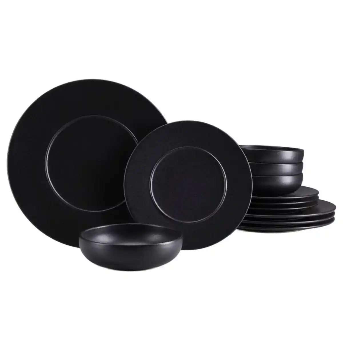 Bild 1 von Creatable Tafelservice Unico Schwarz, Schwarz, Keramik, 12-teilig, lebensmittelecht, stapelbar, Essen & Trinken, Geschirr, Geschirr-Sets, Tafelservice