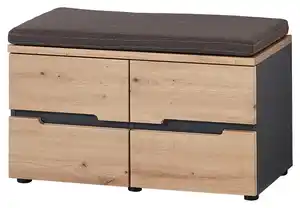 Garderobenbank in Eihe/Graphitfarben, Graphitfarben, Eichefarben