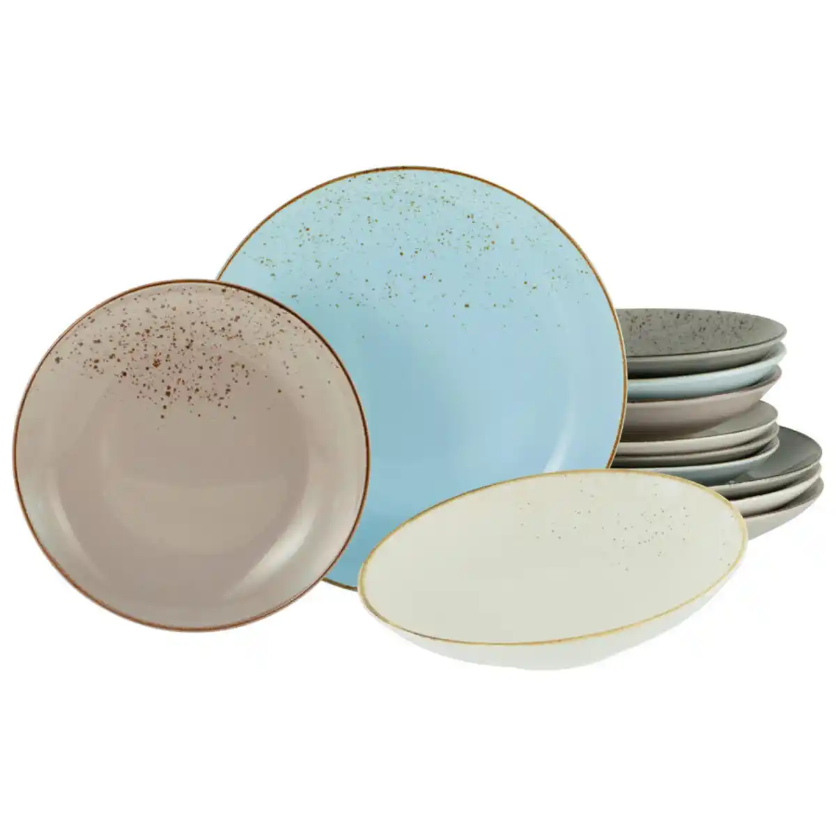 Bild 1 von Creatable Kombiservice Nature Collection Nordic Style, Mehrfarbig, Keramik, 12-teilig, Essen & Trinken, Geschirr, Geschirr-Sets, Kombiservice