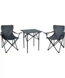 Campingset mit Klapptisch und 2 Stühlen, anthrazit