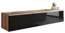 Bild 1 von TV-Lowboard mit LED ca. 140x30 cm Eiche/Schwarz, Eiche Wotan, Schwarz Hochglanz