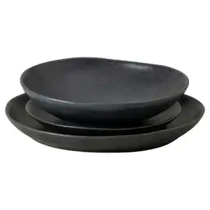 Costa Nova Kombiservice Livia, Schwarz, Keramik, 3-teilig, Handmade in Europe, Essen & Trinken, Geschirr, Geschirr-Sets, Kombiservice