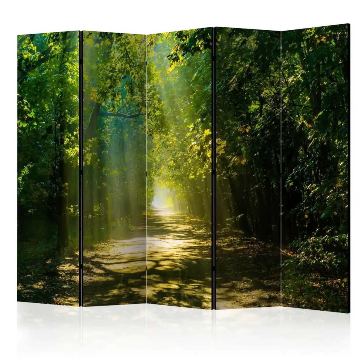 Bild 1 von artgeist Paravent, Gelb, Grün, Holz, Textil, Kiefer, massiv, Blätter, 225x172x3 cm, Motiv auf Vorder- und Rückseite, Wohnzimmer, Raumteiler & Paravents, Paravents