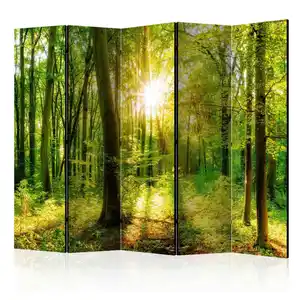 artgeist Paravent, Gelb, Grün, Holz, Kunststoff, Textil, Kiefer, massiv, Bäume, 225x172x3 cm, Motiv auf Vorder- und Rückseite, Akustikschaumstoff, Wohnzimmer, Raumteiler & Paravents, Paravents