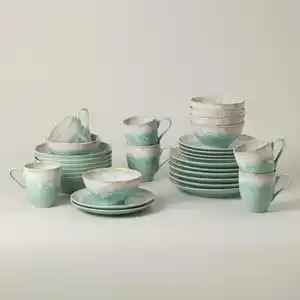 Costa Nova Kombiservice Taormina, Türkis, Keramik, 30-teilig, 410 ml,410 ml,650 ml, Handmade in Europe, Essen & Trinken, Geschirr, Geschirr-Sets, Kombiservice