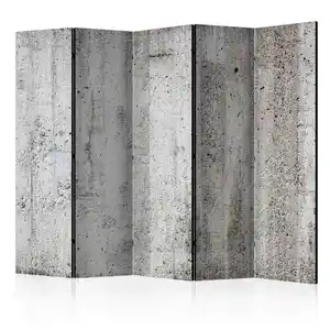 artgeist Paravent, Grau, Grauweiß, Holz, Textil, Kiefer, massiv, Mauer, 225x172x3 cm, Motiv auf Vorder- und Rückseite, Wohnzimmer, Raumteiler & Paravents, Paravents