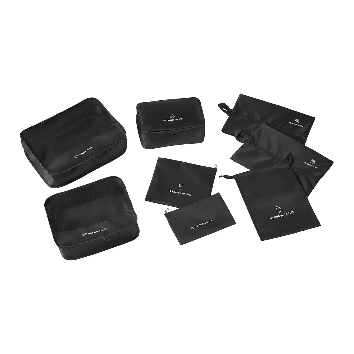 Bild 1 von Kofferorganizer-Set Schwarz 7-teilig, Schwarz