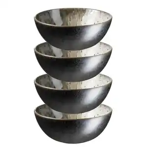 Mäser Müslischalenset Carellia, Grau, Keramik, 4-teilig, rund, 6 cm, Grüner Punkt, Made in Europe, Essen & Trinken, Geschirr, Schalen & Schüsseln, Müslischalen