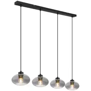 Novel Hängeleuchte, Schwarz, Metall, Glas, 18x120x96 cm, Lampen & Leuchten, Innenbeleuchtung, Hängelampen, Pendelleuchten
