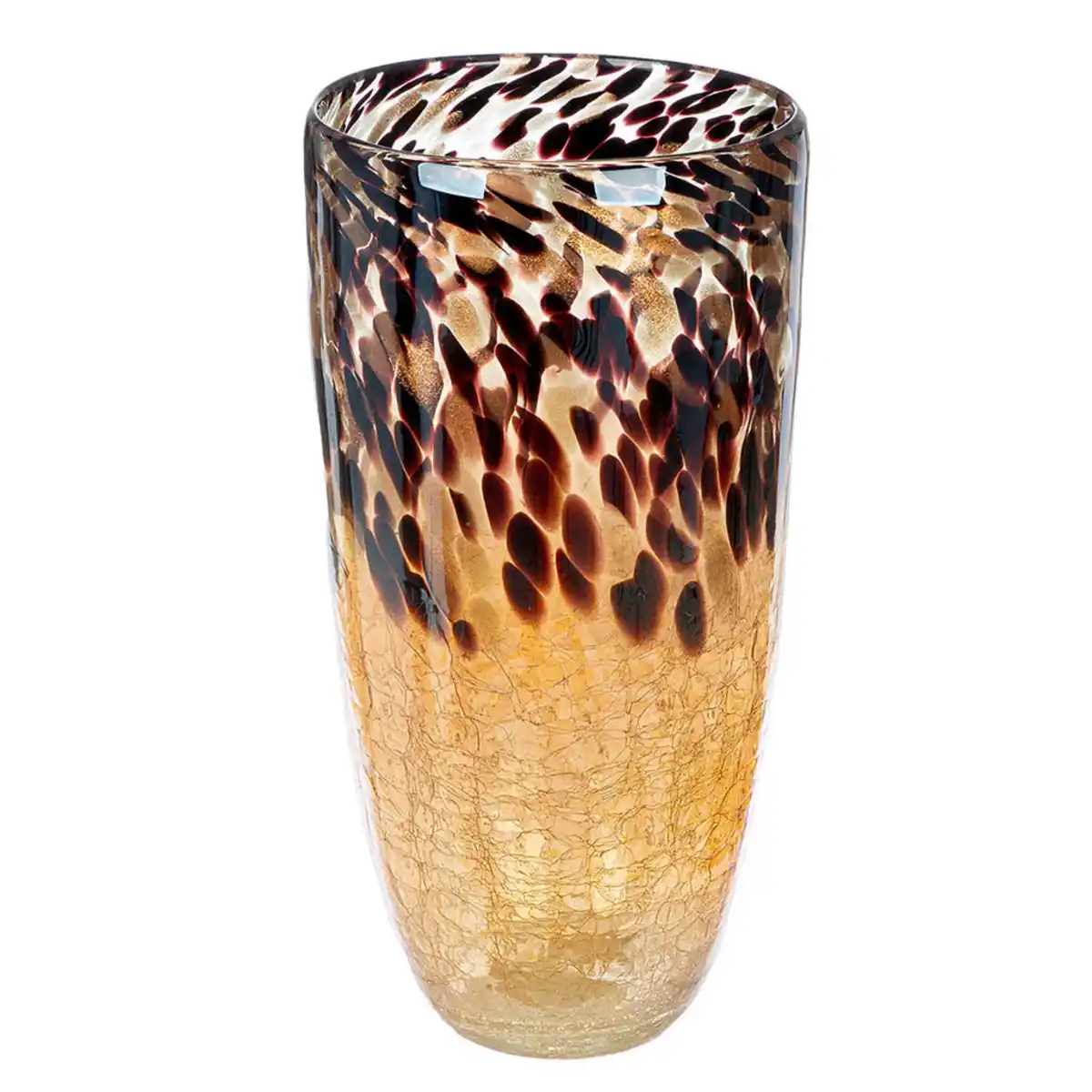 Bild 1 von Vase Tiger, Schwarz, Hellbraun, Glas, oval, 18x36.5x18 cm, auch für frische Blumen geeignet, Dekoration, Vasen, Glasvasen