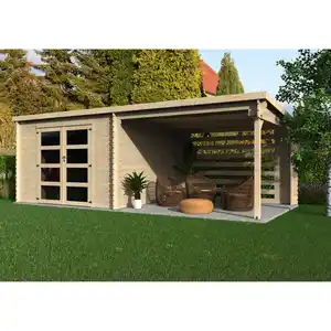 décor et jardin Gerätehaus 'Fuji' Fichte natur Pultdach, Doppeltür mit Kunststoffverglasung 629 x 298 x 213 cm
