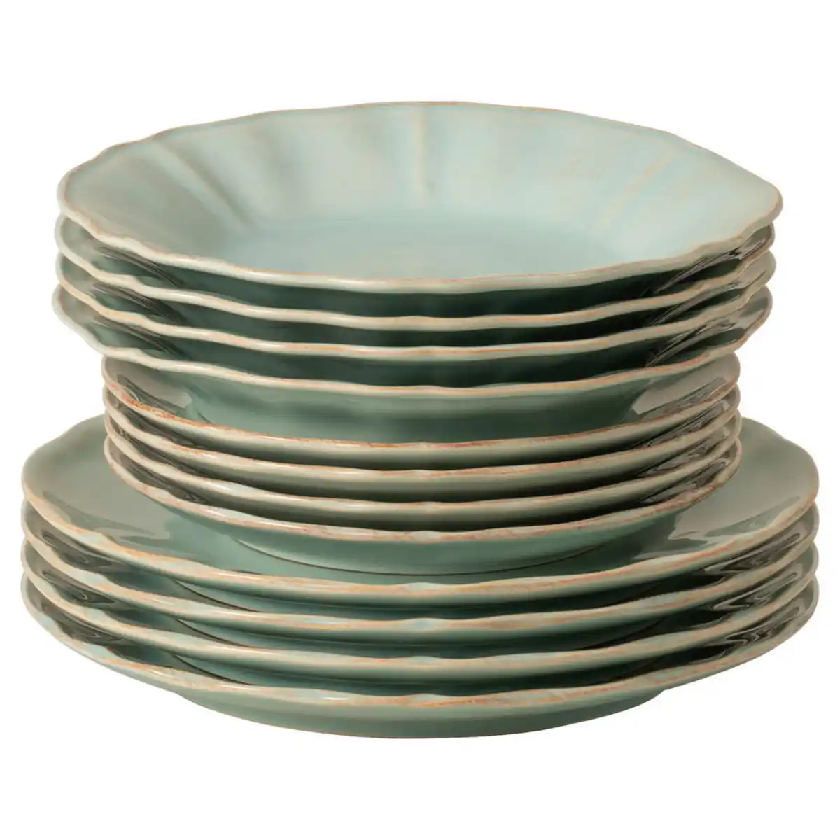 Bild 1 von Costa Nova Kombiservice Alentejo, Türkis, Keramik, 12-teilig, Handmade in Europe, Essen & Trinken, Geschirr, Geschirr-Sets, Kombiservice