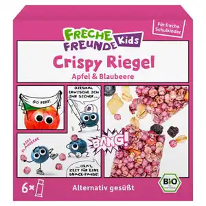 FRECHE FREUNDE KIDS Crispy Riegel 6er-Pack, Apfel & Blaubeere