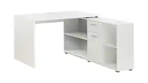 Eck-Schreibtisch weiß 136 cm - mit Schublade - LEXO