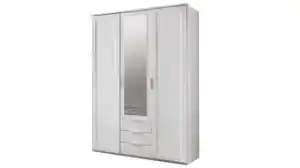 Kleiderschrank mit Spiegel weiß 135 cm - 3-türig - NADJA