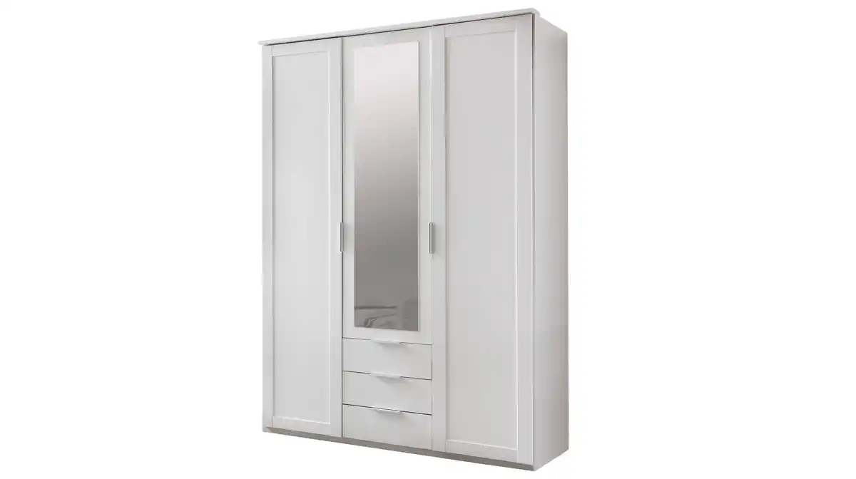 Bild 1 von Kleiderschrank mit Spiegel weiß 135 cm - 3-türig - NADJA