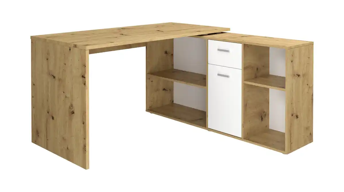 Bild 1 von Eck-Schreibtisch Artisan Eiche weiß 136 cm - LEXO