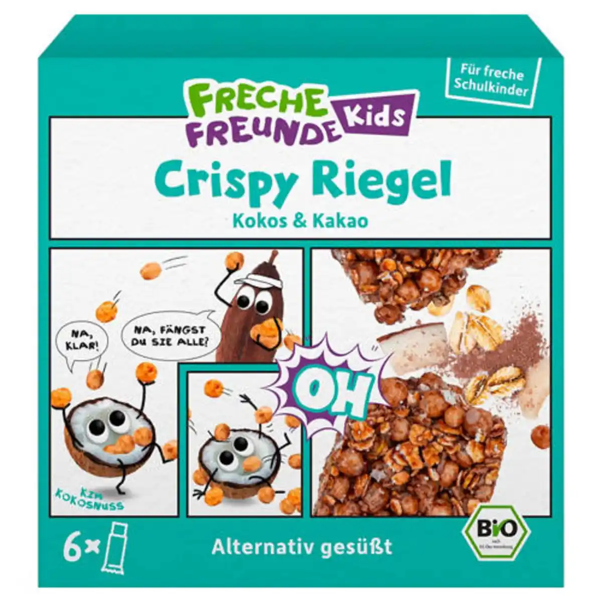Bild 1 von FRECHE FREUNDE KIDS Crispy Riegel 6er-Pack, Kokos & Kakao