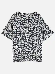 Damen Schlupfbluse mit Alloverprint Blau