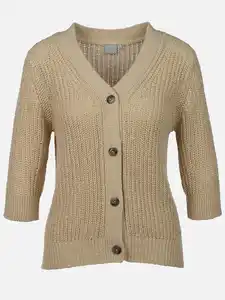 Damen Cardigan mit 3/4 langem Arm Beige