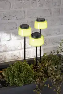 IDEENWELT Solar-Gartenstecker 3er-Set grün