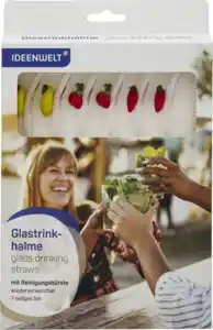 IDEENWELT Glastrinkhalme 6er-Set