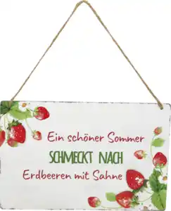 IDEENWELT Deko-Metall-Schild Erdbeere & Sahne