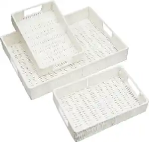IDEENWELT Deko-Tabletts weiß 3er-Set