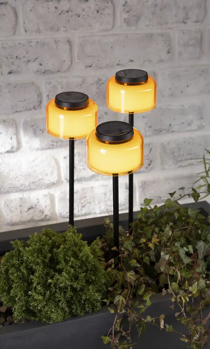 Bild 1 von IDEENWELT Solar-Gartenstecker 3er-Set orange