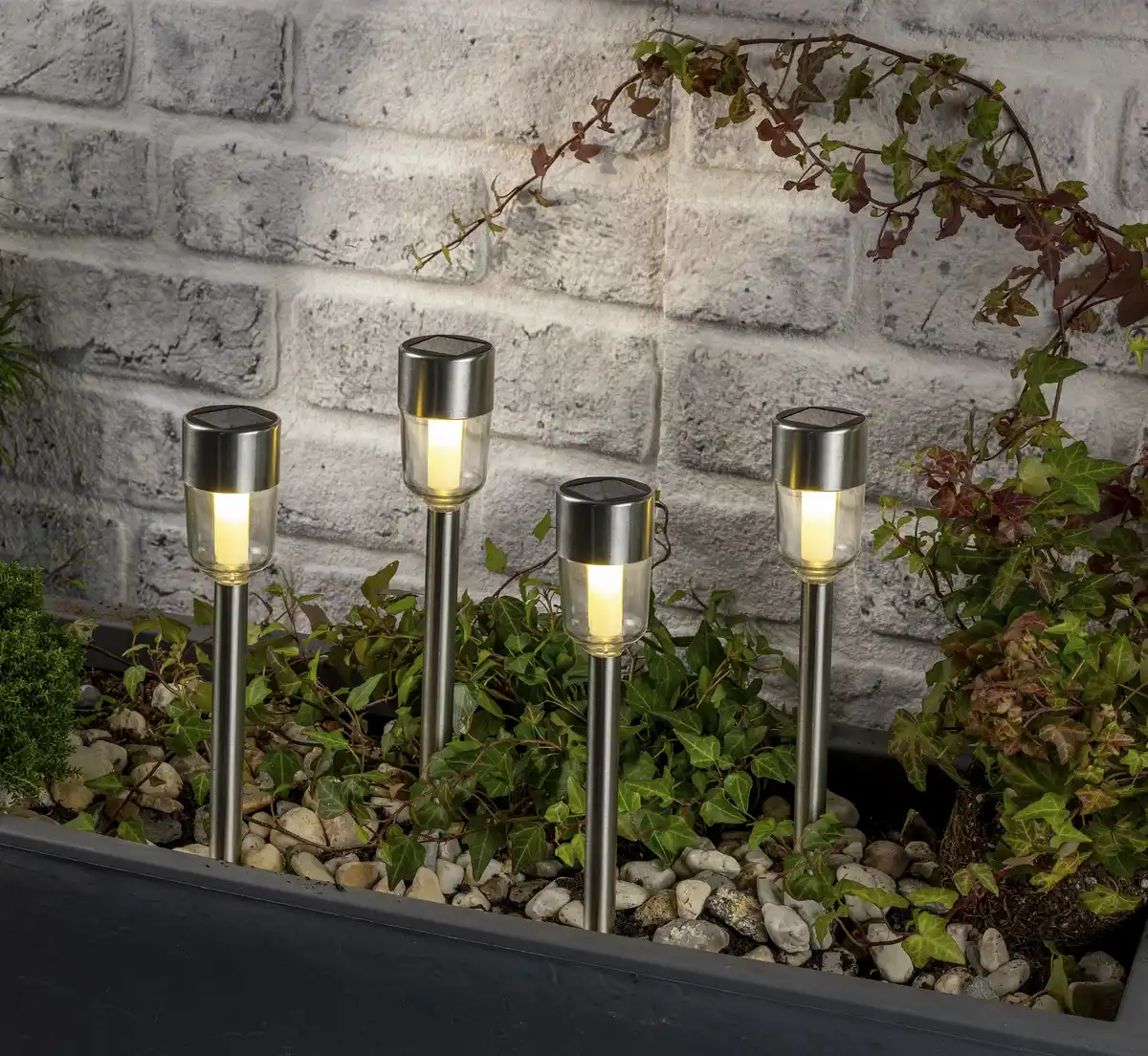 Bild 1 von IDEENWELT Solar-Gartenleuchten 4er-Set
