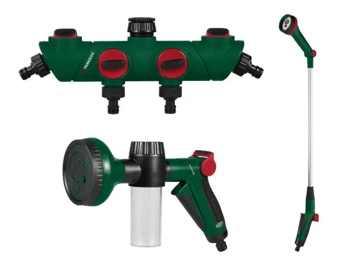 Bild 1 von PARKSIDE® 4-Wege-Verteiler / Dünger-Gartenbrause mit Schaumbehälter / Blumenampel-Gießstab