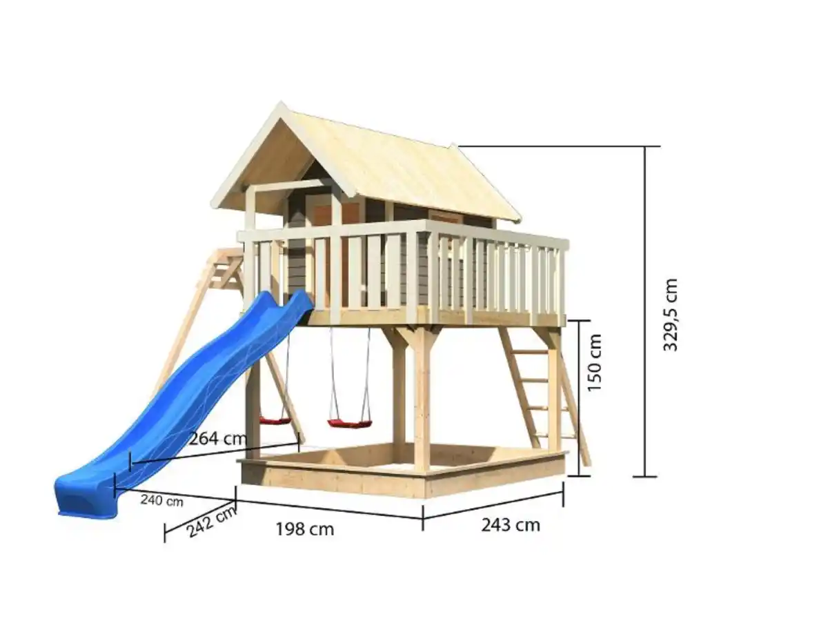Bild 3 von Karibu Stelzenhaus »Fiete« mit Doppelschaukelanbau und Rutsche