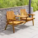 Bild 2 von 2-Sitzer Gartenbank mit Tischablage aus Akazienholz, ca. 153 x 65 x 82 cm - Braun