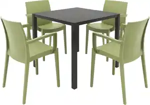 Grandsoleil Garten-Essgruppe Brunch/Venice 4 Personen Stahl/Kunststoff mit Armlehne olivgrün/schwarz