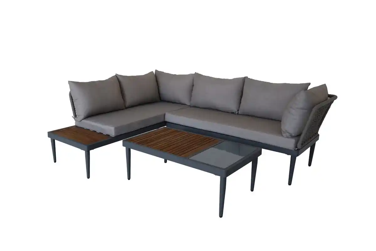Bild 1 von 11tlg. Ecklounge mit Tisch aus FSC-zertifiziertem Akazienholz