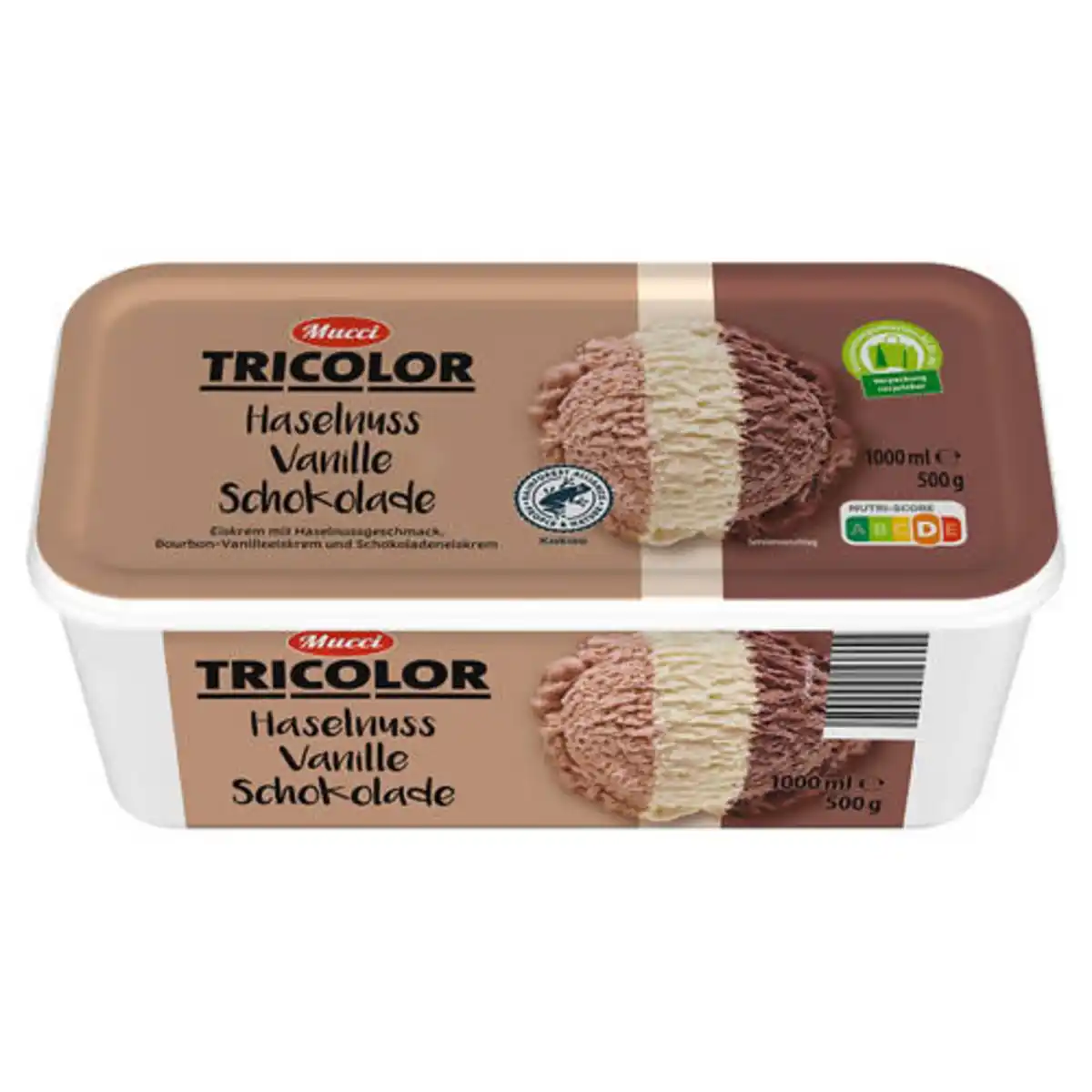 Bild 1 von MUCCI Eisschale Tricolor 1 l, Haselnuss-Vanille-Schokolade