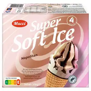 MUCCI Super Soft Eis Waffelhörnchen 560 ml, Tricolore