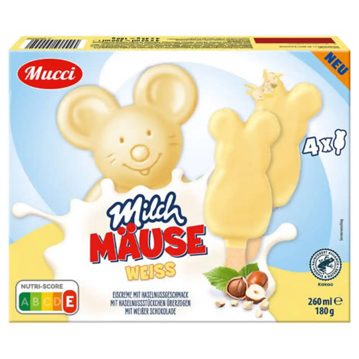 Bild 1 von MUCCI Milchmaus Stieleis 260 ml, weisse Schokolade