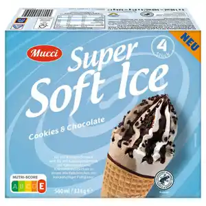 MUCCI Super Soft Eis Waffelhörnchen 560 ml, Cookies & Cream