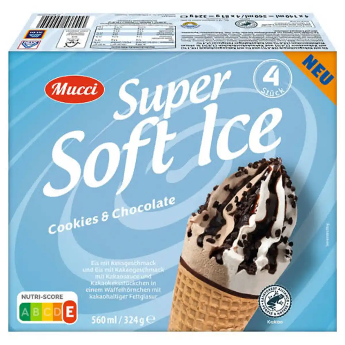 Bild 1 von MUCCI Super Soft Eis Waffelhörnchen 560 ml, Cookies & Cream