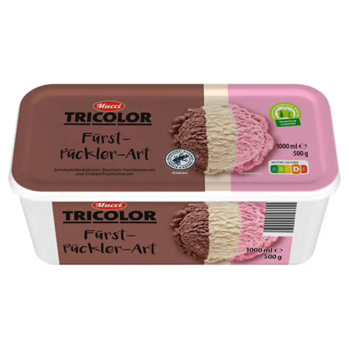 Bild 1 von MUCCI Eisschale Tricolor 1 l, Erdbeer-Vanille-Schokolade