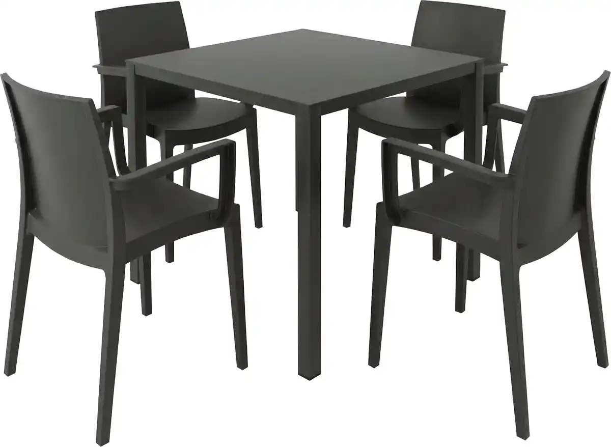 Bild 1 von Grandsoleil Garten-Essgruppe Brunch/Venice 4 Personen Stahl/Kunststoff schwarz