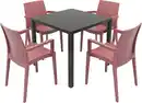 Bild 1 von Grandsoleil Garten-Essgruppe Brunch/Venice 4 Personen Stahl/Kunststoff mit Armlehne marsalarot/schwarz